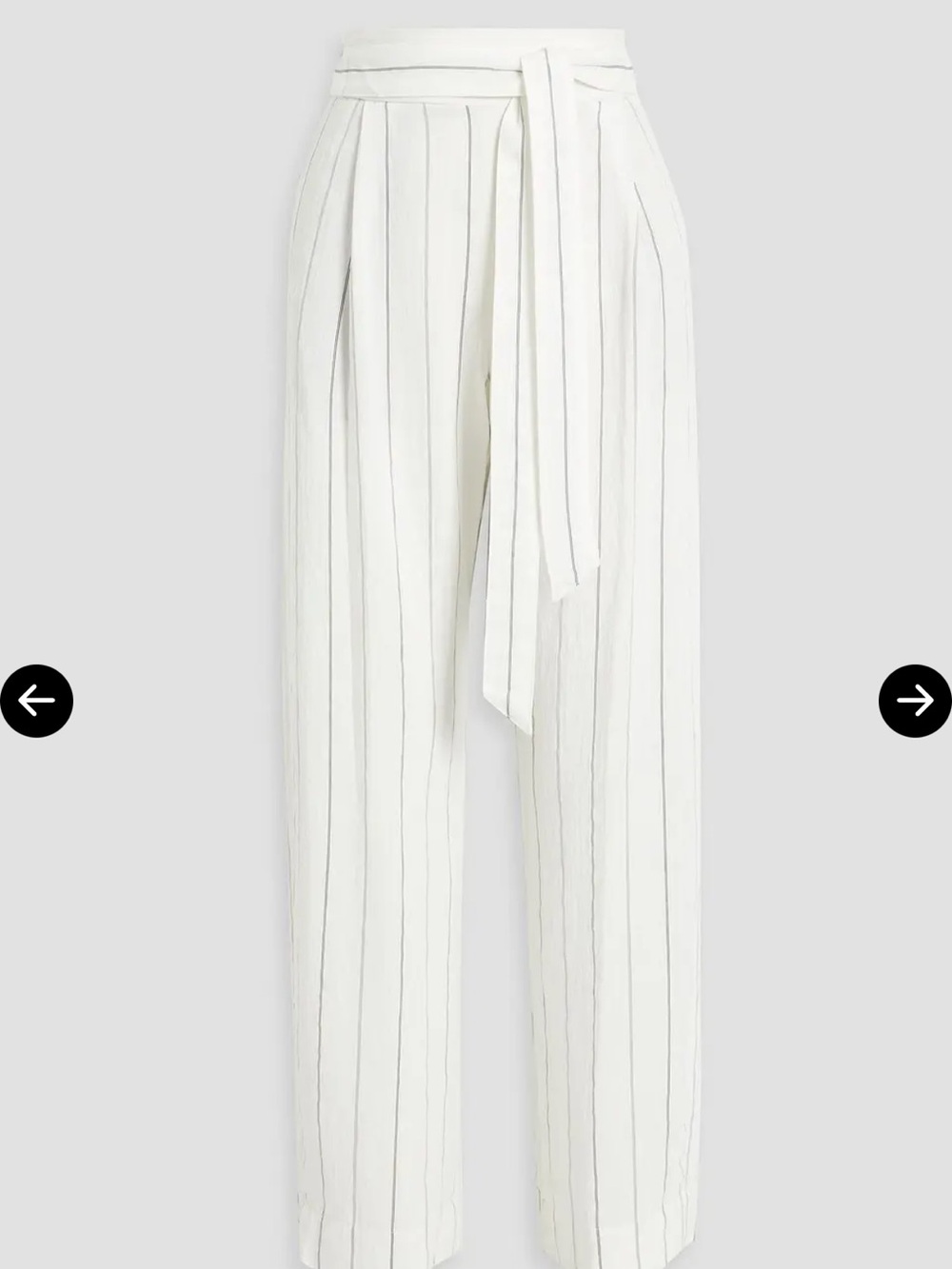 Vince White Pinstripe Wide-Leg Tie-Belt Pants